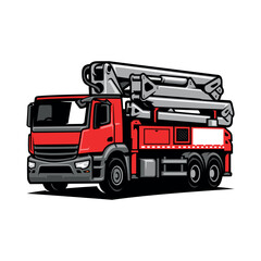 concrete pump truck illustration vector