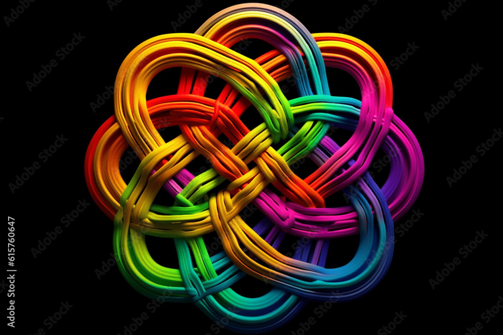 Leinwandbilder celtic knotwork rainbow: a mesmerizing abstract image featuring a celtic knotwork pattern intertwine