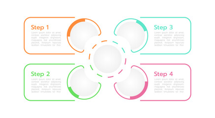 Task managing infographic chart design template. Abstract infochart with editable contour. Instructional graphics with 4 step sequence. Visual data presentation. Prompt Medium, Roboto Light fonts used