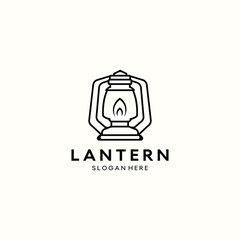 lantern logo line design. classic old fashioned lantern post. classic lamp logo icon design. lantern restaurant logo design illustration