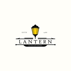 lantern logo vintage vector illustration template icon graphic design. street lamp restaurant icon whit retro style