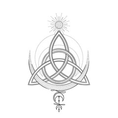 Keltischer Knoten. Trinity Symbol Triqueta Triquetra mit Sonne und Monden.. Pagan und Wicca Art. - 615761275