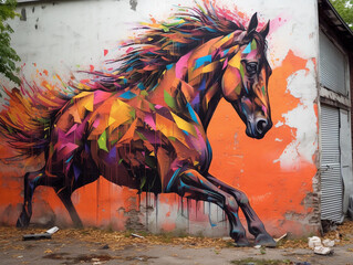 Street Art Graffiti of a Horse | Generative AI
