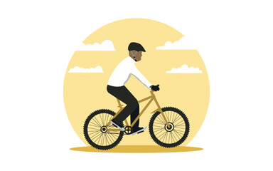 Fototapeta na wymiar A man riding bike flat illustration vector image
