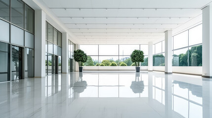 Fototapeta na wymiar Generative ai illustration of minimalist spacious office hall