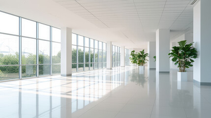Generative ai illustration of minimalist spacious office hall