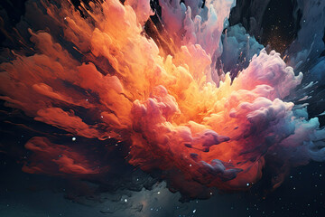 Colorful Digital Ink Abstract Wave for Wall Paper. Generative AI.