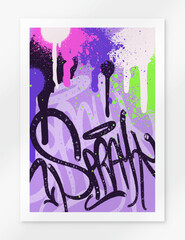 multicolored background poster, graffiti letters, bright colored inscriptions in the style of graffiti street art