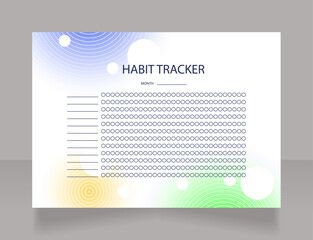 Habit tracker for month worksheet design template. Printable goal setting sheet. Editable time management sample. Scheduling page for organizing personal tasks. Lato Regular, Light fonts used © bsd studio