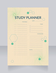 School study planner worksheet design template. Printable goal setting sheet. Editable time management sample. Scheduling page for organizing personal tasks. Lato Regular, Light fonts used © bsd studio