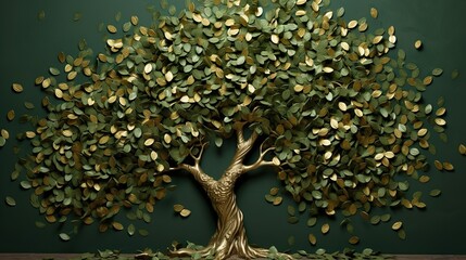 Golden Prosperity: Majestic Money Tree in Lush Greenery made with Generative AI