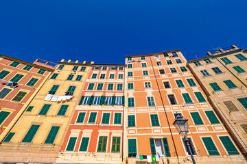 Colored facades of Camogli in Liguria