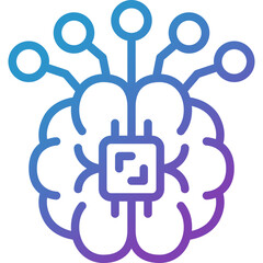 circuit brain gradient line icon