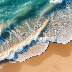 Captivating Coastal Serenity Aerial Glimpse of Tranquil Beach and Gentle Waves. Generative AI