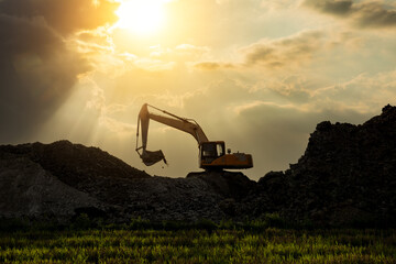 excavator at work on construction site