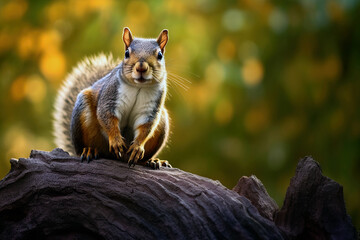 Portrait of Adorable Squirrel in the natural environment. Amazing Wildlife. Generative Ai