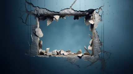 A torn hole in the wall. Generative AI - obrazy, fototapety, plakaty
