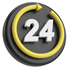 24 hours service icon. 3D illustration.