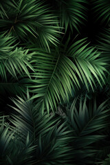 Vertical background. Palm leaves. AI generative.