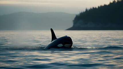 Killer Whale in its Marine Realm. Generative AI