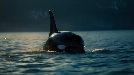 Killer Whale in its Marine Realm. Generative AI