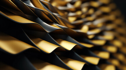 Abstract wavy shapes, golden geometric composition 