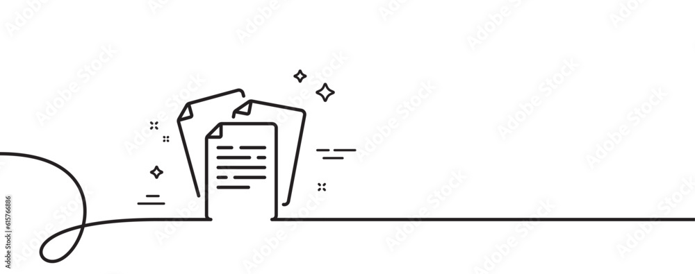 Poster documents line icon. continuous one line with curl. doc file page sign. office note symbol. document