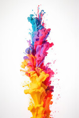 Multicolored rainbow neon ink on white background