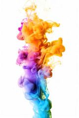 Multicolored rainbow neon ink on white background