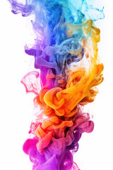 Multicolored rainbow neon ink on white background