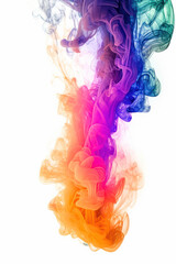 Fototapeta premium Multicolored rainbow neon ink on white background