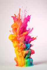 Multicolored rainbow neon ink on white background