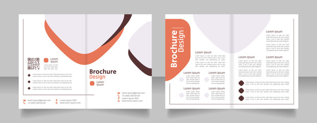 Machinery bifold brochure template design. Half fold booklet mockup set with copy space for text. Editable 2 paper page leaflets. Secular One Regular, Rajdhani-Semibold, Arial fonts used