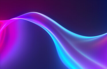 Abstract fluid iridescent holographic neon curved wave