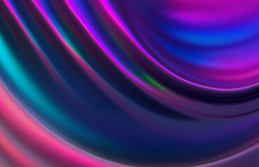 Fototapeta premium Abstract fluid iridescent holographic neon curved wave