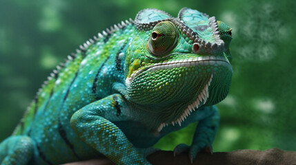 Obraz premium green iguana on a branch