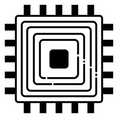 Circuit board icon isolated on white background. Black and white vector illustration.