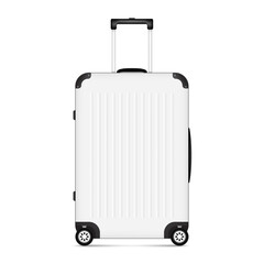 white suitcase isolated on white background. travel bag. vector illustration