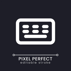 Keyboard pixel perfect white linear ui icon for dark theme. Type message. Online communication. Vector line pictogram. Isolated user interface symbol for night mode. Editable stroke. Poppins font used