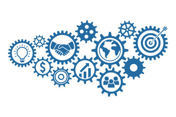 Business process concept with gears. Gears inphographics. Cog wheel connection.