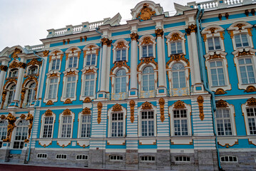 Facade of The Catherine Palace in Tsarskoye Selo St. Petersburg