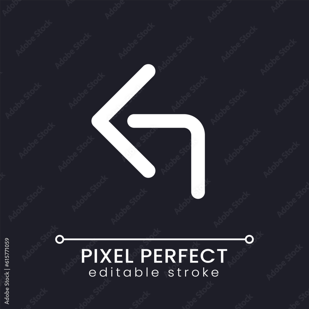 Poster reply arrow pixel perfect white linear ui icon for dark theme. send response. social network. vector
