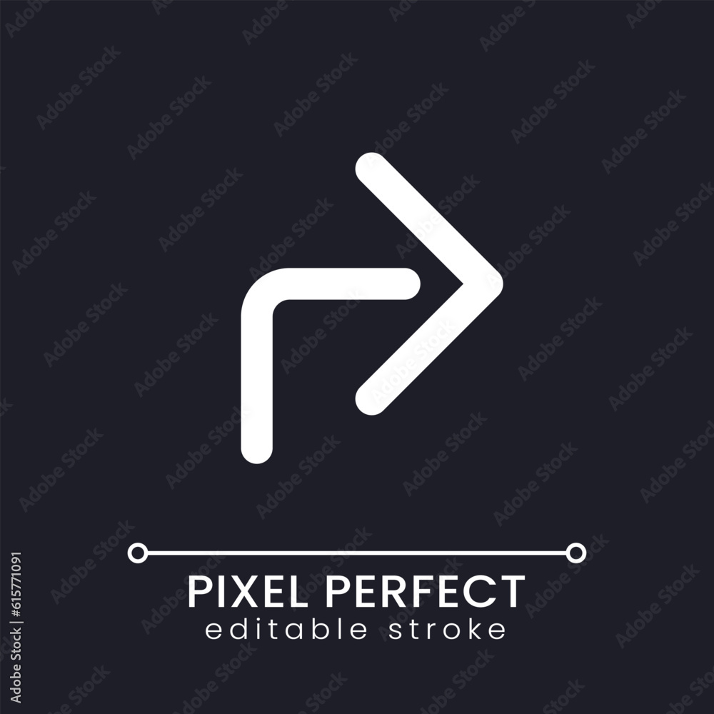 Poster forward arrow pixel perfect white linear ui icon for dark theme. social network. repost. vector line