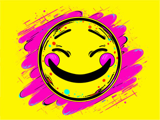 A yellow smiling emoticon on a plain background