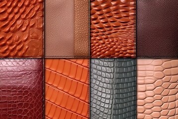 Examples of leather textures for sewing bags. Generative Artificial Intelligence