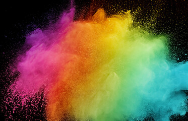 Colored powder explosion on a dark background