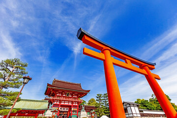 Torii gates in Fushimi Inari Shrine, Kyoto, Japan