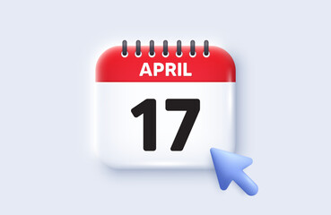 17th day of the month icon. Calendar date 3d icon. Event schedule date. Meeting appointment time. 17th day of April month. Calendar event reminder date. Vector