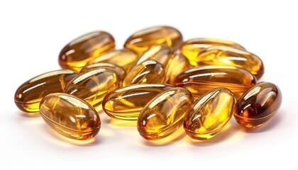 fish oil capsules isolated on white background. Generative AI