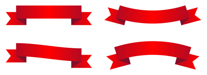 Set Of Red Ribbon Banners